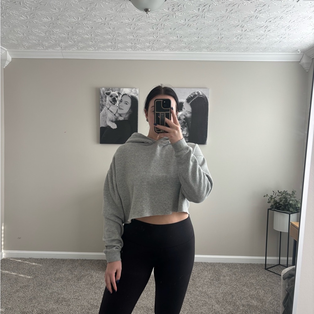 UO Gray Cropped Hoodie